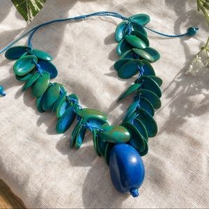 Vintage • Turquoise Layered Shell & Rock Necklace